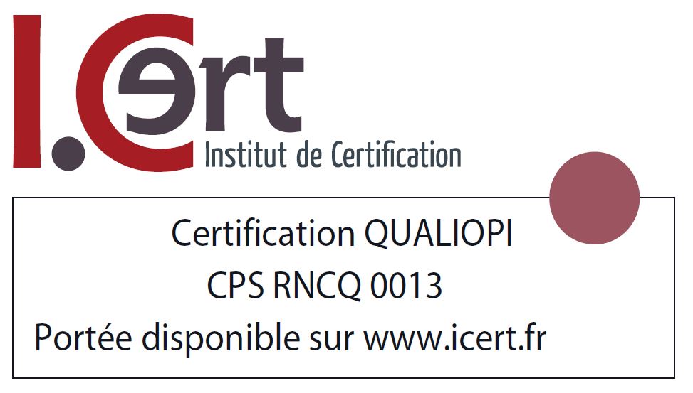 EVINCEL est certifié QUALIOPI par I-Cert certification sous le CERTIFICAT n° CPS RNCQ 0013.
